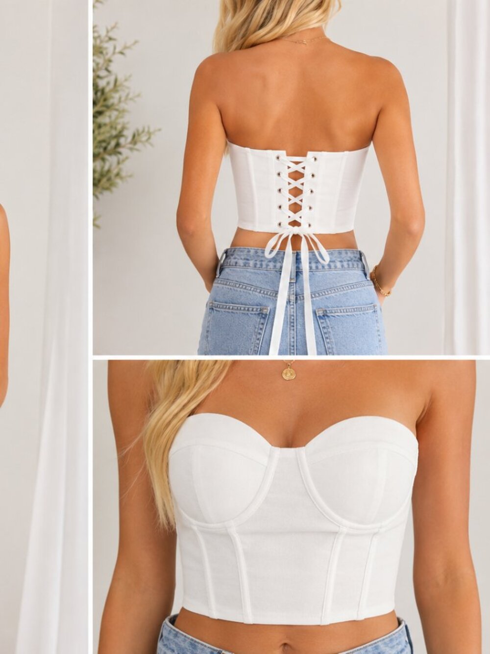 Princess Polly White Corset Bustier Top Lace Up Back Size 10 NWT
